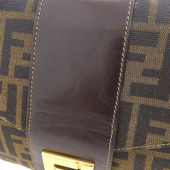 FENDI Zucca pattern shoulder bag canvas x leather brown FF - Picture 6 of 10